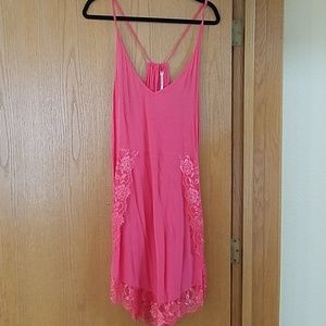 NWT Free People Eyelash slip dress coral pink L